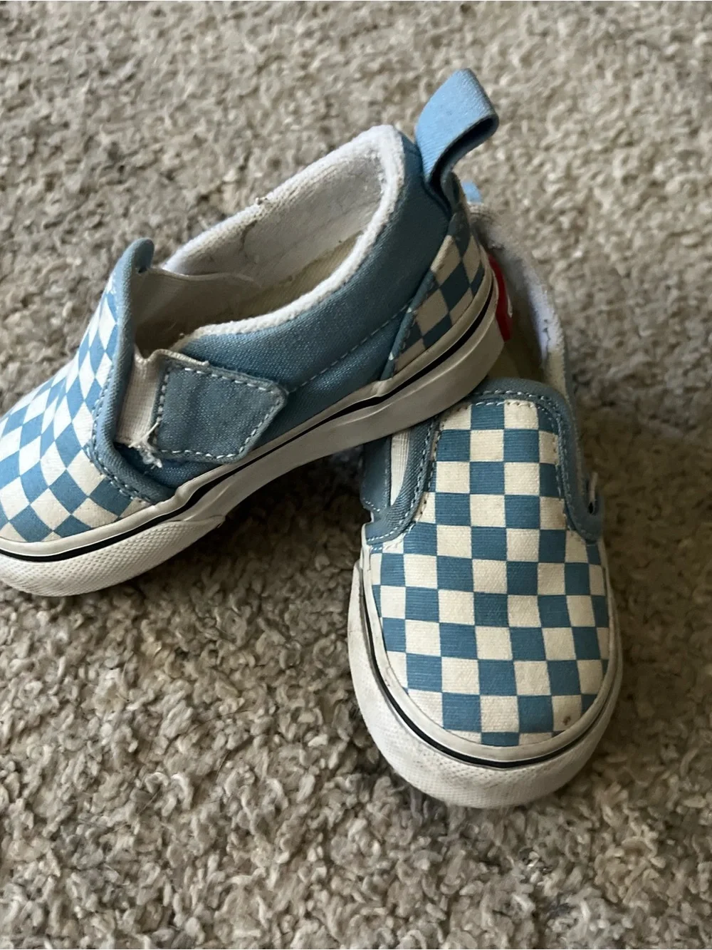 Vans Kids Checkerboard Slip-On Sneakers - Blue and White
